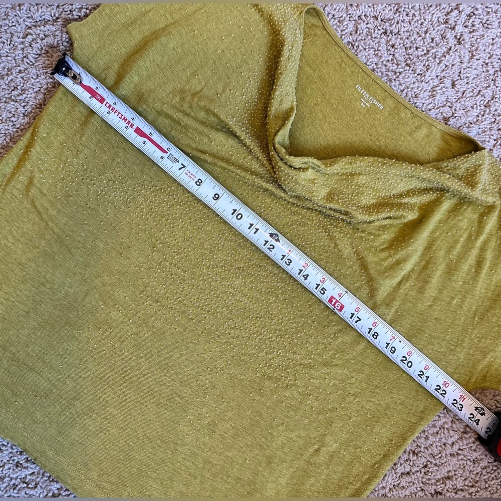 Eileen Fisher BEADED CHARTREUSE 100% Linen Petite Medium - Picture 8 of 10